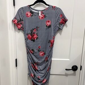 Piphany Navy and Red Floral Midi Dress